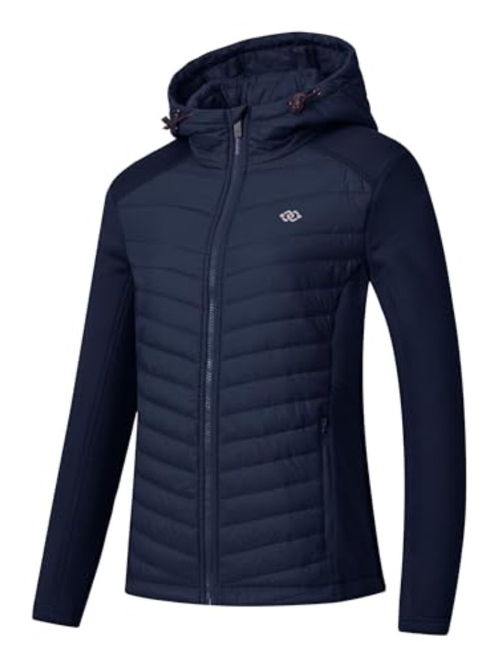 Women's Full Zip Hooded Hybrid Running Jacket Fleece Lined Lightweight Hiking